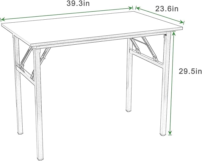 soges Computer Desk 39.4 inches Folding TableLaptop Desk Dining Table Writing Table Study DeskWorkstation for Home Office No- Assembly RequiredBlack