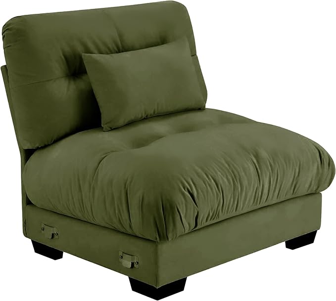 Sectional Couch Middle Seat with 1 Pillow Olive Green