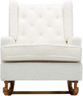 QQU Rocking Chair with Arms Leisure Teddy Fabric Chair IndoorComfy High Back Chair with Solid Wood Base Side Pocket for Living RoomBedroomOffice (White)