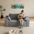 78 Loveseat Sofa Modern Corduroy Couch with 2 Pillows Deep Seat Small Sofa for Living Room Bedroom Apartment Home Office No Assembly (Gray)
