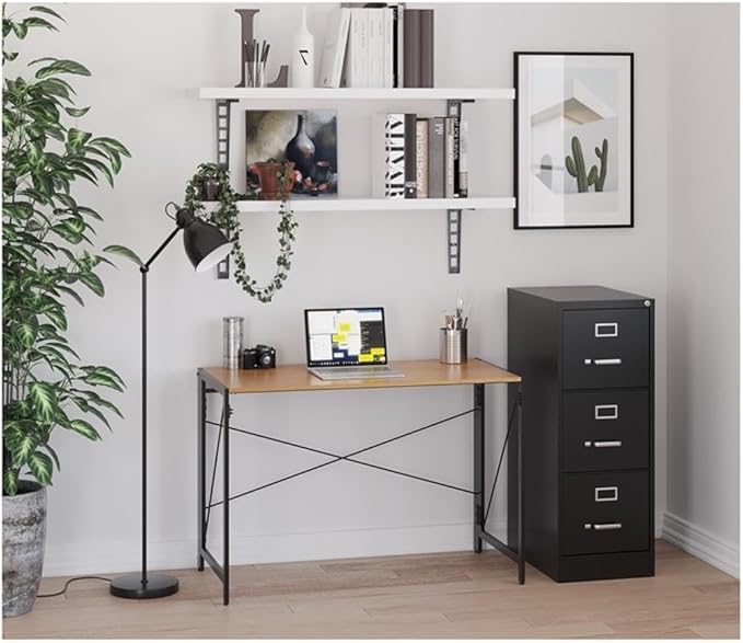 Hirsh Industries Space Solutions 43 inch Metal Folding Home Office Desk Black/Teak