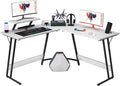 Homall L Shaped Gaming Desk Computer Corner Desk PC Gaming Desk Table with Large Monitor Riser Stand for Home Office Sturdy Writing Workstation (Classical White 51 Inch)