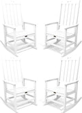 Oversized Rocking Chair Set of 4 Outdoor Rocking Chair for Adults All Weather Resistant Porch Rocker for Lawn Garden White