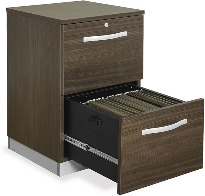 NBF 18 - 2 Drawer Lateral File Cabinet - Boardwalk Walnut Laminate Top with Locking Drawer &amp Secure File Storage - Wooden Filing Cabinet Ideal for Home Office
