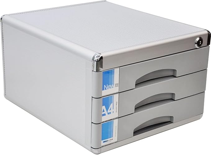 Flat File Cabinet Storage Desktop Drawer Cabinet 3 Drawers Aluminum Alloy Storage Drawers Desk Storage A4 Office Box With Lock.