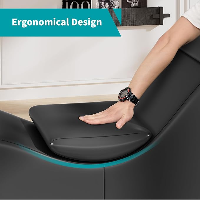 BALUS 60'' Yoga Chairs Curved Chaise Lounge Chair for Adults Stretching Exercising Relaxing Ergonomically Designed Yoga Sofa Lounges Chair with Head Cushion for Living Room Bedroom Black