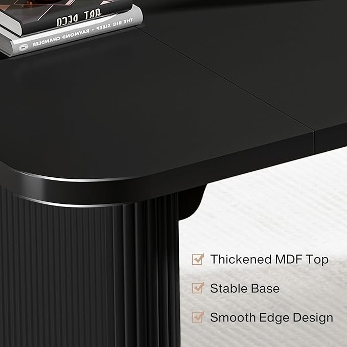 Tribesigns 62-Inch Modern Executive Desk Wood Office Desk Large Aesthetic Computer Desk with Double Pedestal Workstation for Home Office (Black)