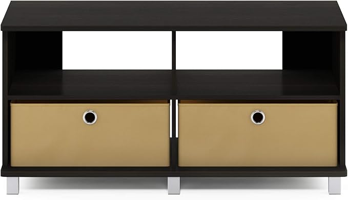 Furinno Andrey Entertainment Center with Bin Drawers Dark Espresso