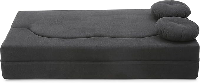 KEIKI 2-in-1 Folding Sofa Bed with Pillow Queen Sleeper Sofa Floor &amp Futon Loveseat Couch Foam Folding Mattress for Living Room Guest Use Office Apartment No Assembly Required Black