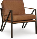 Signature Design by Ashley Garronmont Mid-Century Modern Leather Accent Chair with Metal Frame Light Brown &amp Metallic