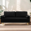 65 Love Seat Sofa Velvet Small Sofa Small Couch for Bedroom Living Room Bedroom Loveseat with 2 Pillows Gold Legs Modern Tufted Seat Upholstered Seating for Office Apartment (Black)