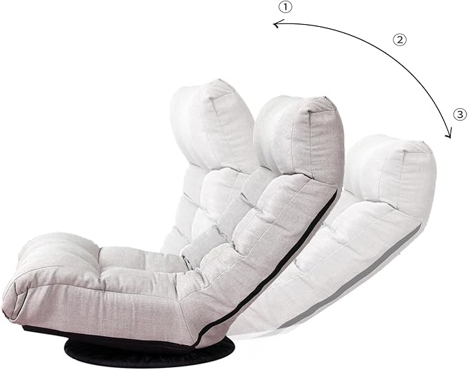 3-Position Adjustable Floor Chair for Living Room Bedroom Gray