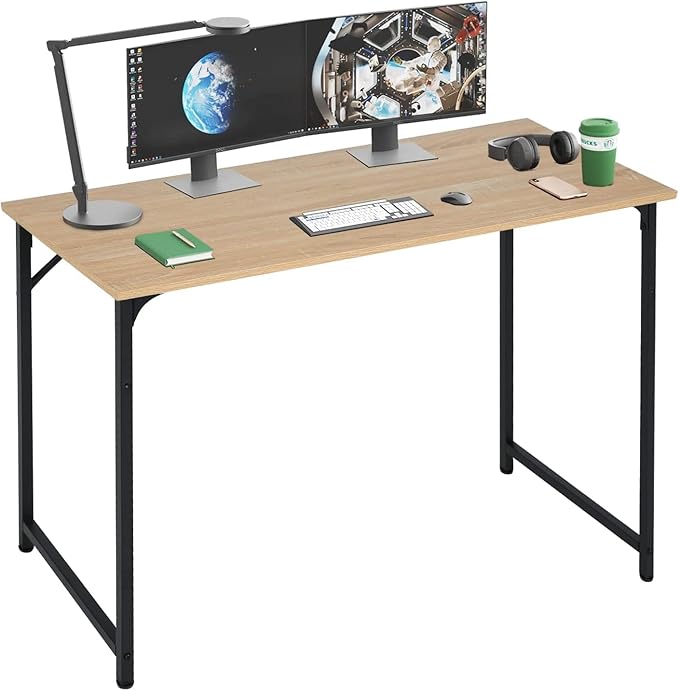 Bigacc 47 Inch Computer Desk Modern Gaming Desk for Home Office Large PC Gaming Table for Teen Student Art Modren Simple Style Computer Desk Wood and Metal Desk Workstati Nature