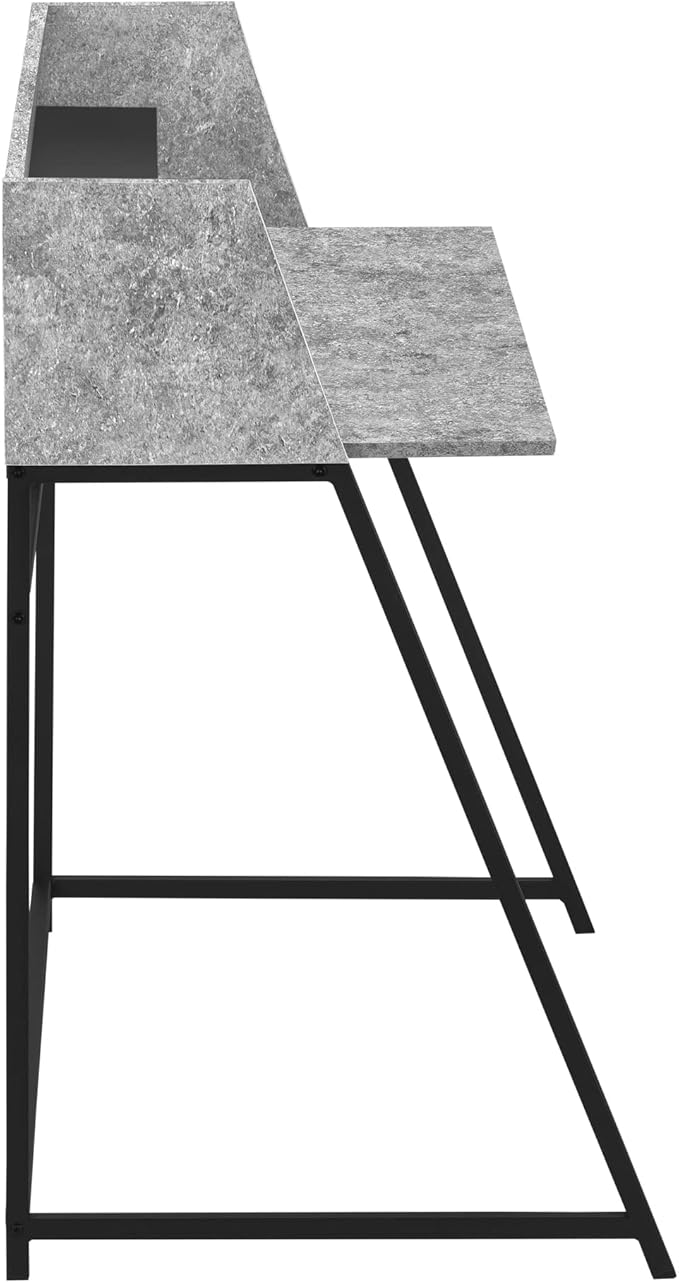 Penau Computer Desk for Home Office Modern Grey Stone-Look Laminate with Black Metal Base 47.25l x 23.75w x 39.25h