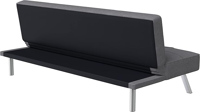 Serta® Rane 66.1 Convertible Futon Sofa Short Twin Size Modern Transitional Tufted Back and Seat Cushion Dream Coil® Comfort Fingerguard® Pinch Point Protection Woven Fabric Charcoal