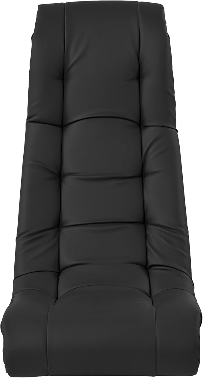 Factory Direct Partners Soft Tufted Floor Rocker - Cushioned Ground Chair for Kids Teens and Adults - Great for Reading Gaming Meditating TV - Black 10488-BK