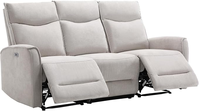 ANJ Power Reclining Loveseat Sofa for Living Room 80 Wide Overstuffed 3 Seater Electric Reclining Couch Recliner with ErgonomicModern Soft Fabric Double Recliner SofaLight Grey