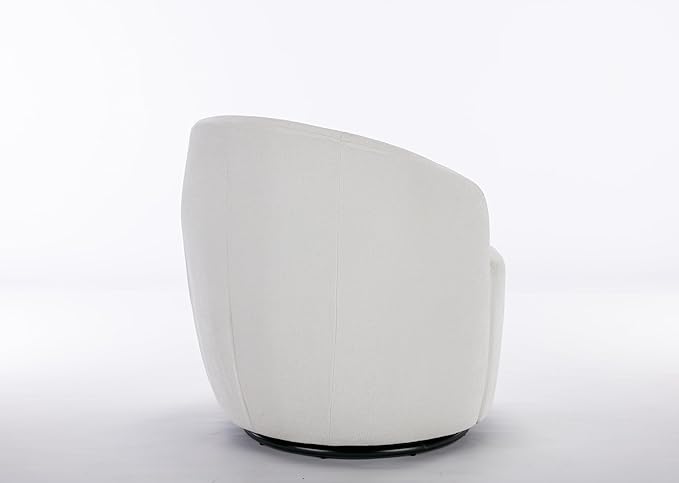 Swivel Accent Chair Recliner Modern Comfy Barrel Chairs for Living Room and Bedroom Cozy Upholstered Small Reading Chairs with 360-Degree RotationIvory