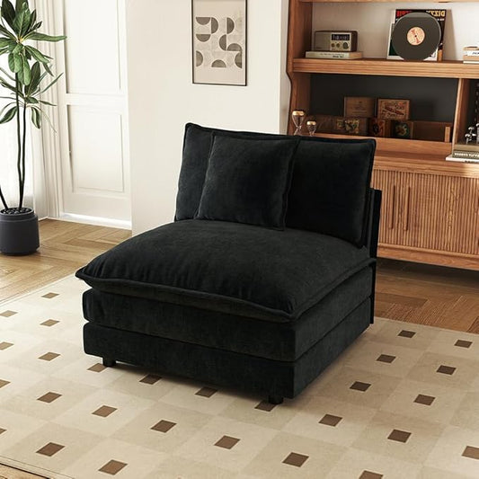 SoarFlash Chenille Sectional Middle Position SofaBlack