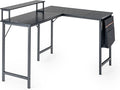 Homy Casa 48.8-Inch L-Shaped Computer Desk with Storage Bag and Desktop Rack – Durable Metal Frame Ample Storage Ideal for Home Office or Studio Use (Black)