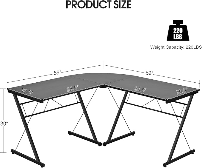 LUARANE L-Shaped Corner Gaming Desk Multifunctional Desk with Detachable Desktop Space-Saving Table for Home Office Workstation Study Easy to Assemble and Clean
