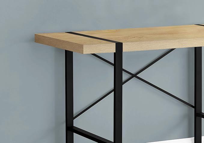 Computer Desk Home Office Laptop 48 l Work Natural Laminate Black Metal Contemporary Modern