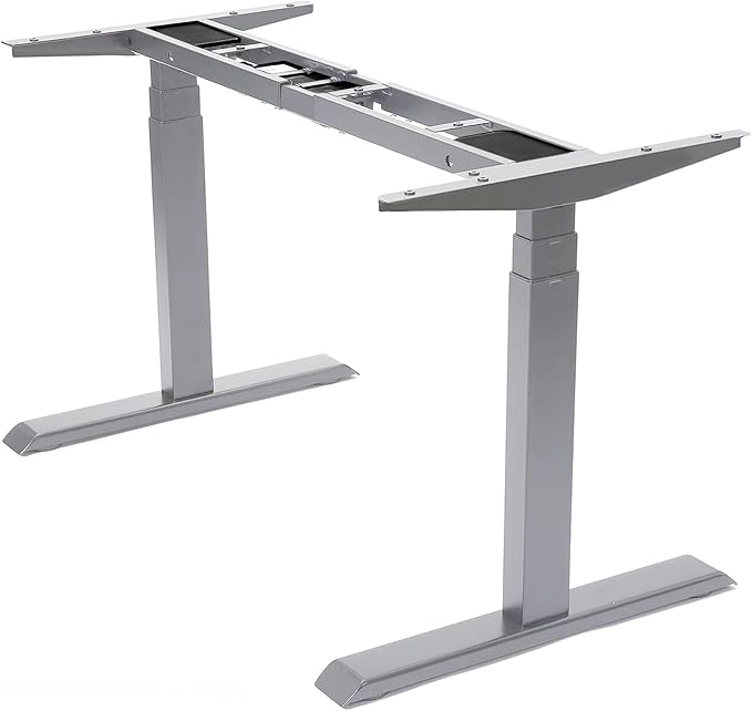Fromann Dual Motor Standing Desk Frame 3 Tier Legs Sit Stand up Electric Height Adjustable Desk Base for Home and Office (Grey)