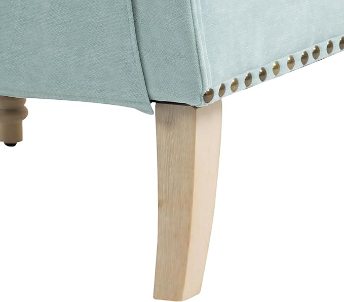 Ball &amp Cast Modern Accent Chair with Retro Wooden Legs &amp Nailhead TrimSmall Fabric Club ChairComfy Upholstered Armchair Lounge Seat for Bedroom Living Room Single Sofa Sage