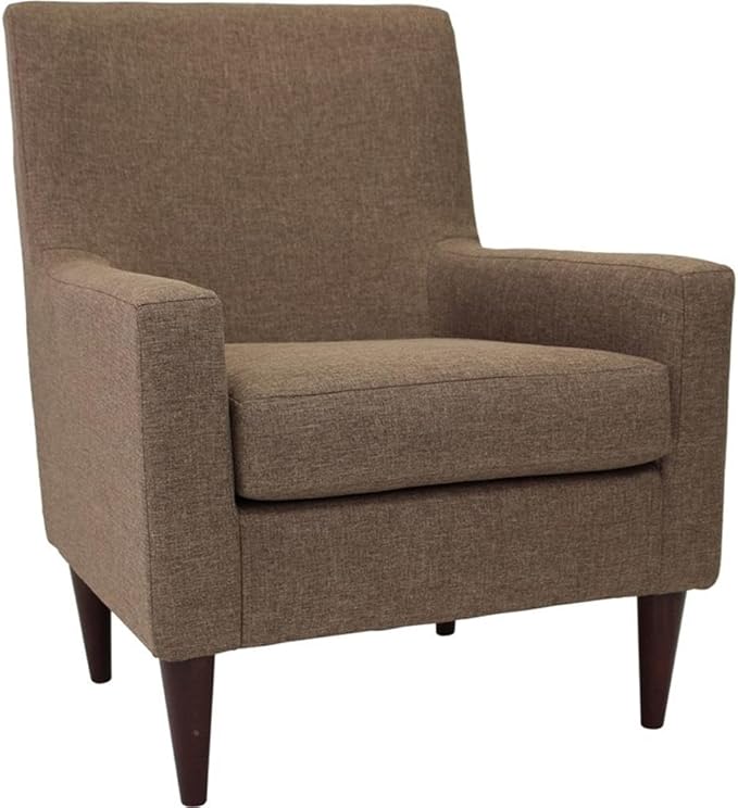 Pemberly Row Traditional Fabric Arm Chair 34.5 H x 28 W x 30 D Pecan Brown Finish Woven Textured Fabric Padded Seat Durable Construction Classic Accent Chair for Living Room or Bedroom