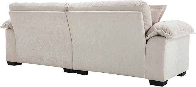 KIVENJAJA 90.5”W Oversized Cloud Loveseat Sofa Modern Chenille Tufted Deep Seat Sectional Couch Overstuffed Comfy Love seat with Pillows for Living Room Apartment Small Space Beige