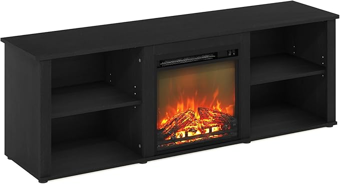 Furinno Classic 70 Inch TV Stand with Fireplace Americano