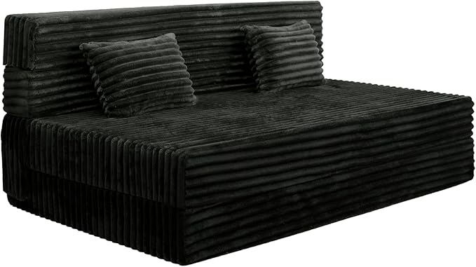 Folding Sofa Bed Queen Size Convertible Sleeper Chair Loveseat with Pillow Futon Chair Sofa Bed Fold Out Floor Couch Foldable Mattress for Living Bedroom Guest Room Dorm Charcoal Moss Grey