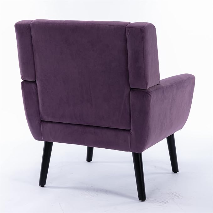 SSLine Velvet Accent Arm ChairMid-Century Modern Upholstered Wingback Single Sofa Armchair Club Chair with Solid Wood Legs Thick Cushion for BedroomReadingLiving Room Chair