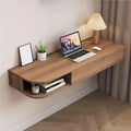 Versatile Floating Desk with Drawers Stylish Writing Study Table Wall Mounted Desk for Living Room Bedroom Home Office(Brown A6.4 * 16.1 * 47.2in)