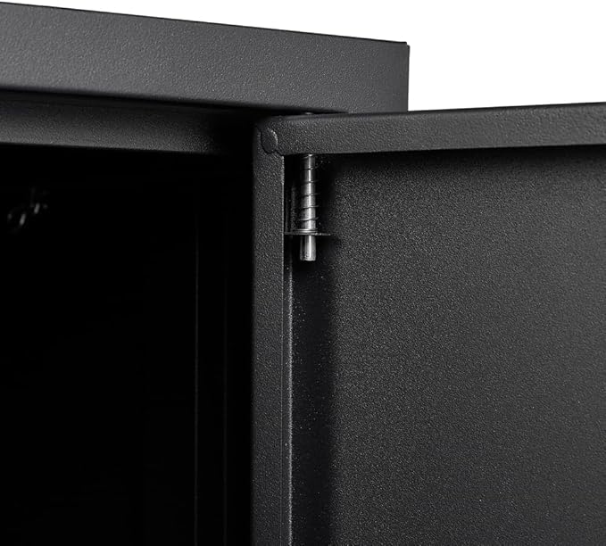 Metal Storage Cabinet with Lock 2-Door Folding File Cabinet with Adjustable Shelf 42 Heavy-Duty Storage Locker for Home Office School Garage (Black)