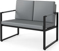 Giantex Modern Loveseat Sofa 2-Seater Sofa with Solid Metal Frame &amp Removable Back Cushions Spacious Seat &amp Supportive Armrests Indoor Couch for Living Room Bedroom Office (Gray)