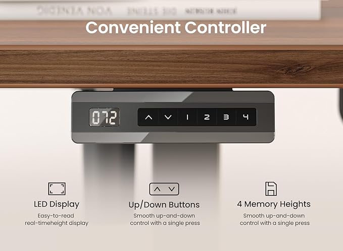 BANTI 63 × 28 Inches Standing Desk Ergonomic Electric Height Adjustable Sit and Stand Up Computer Desk with a Deeper Desktop Black Frame/Black Walnut Top