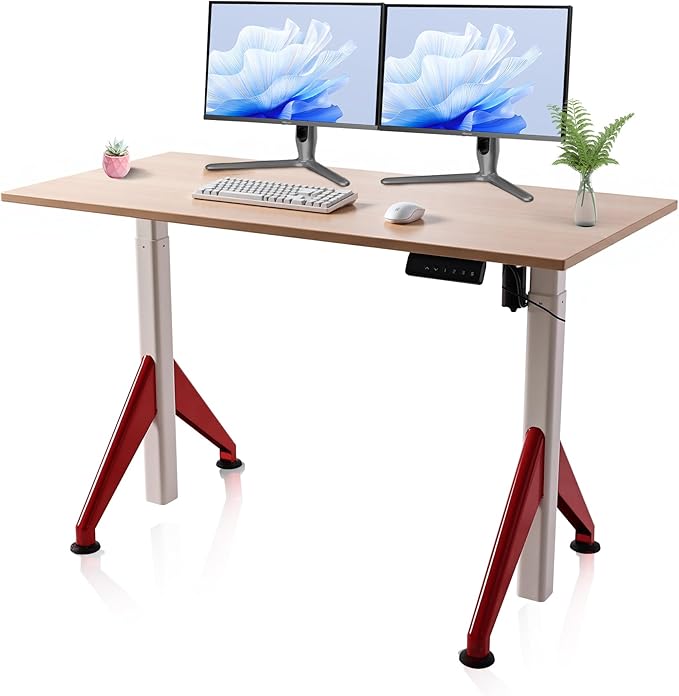 Fromann Electric Sit Standing Desk 47.2×23.6 Inches Height Adjustable Sit Stand up Desk for Home Office (Maplecolor)