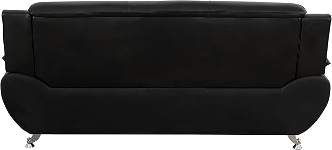 Living Room Furniture Set for Living Room Faux Leather Couch Sets Modern Couch for Apartment Home Office(Sofa and LoveseatBlack 2)