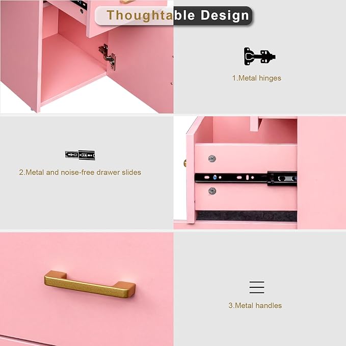 Computer Gaming Desk - 37.8 L x 13.78 W x 30.71 H Home Office Desk with Storage Writing Desk Modern Simple Study Corner TableMakeup Dressing Table Home Office Desks for Bedroom pink