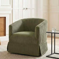 Swivel Accent Chair for Living Room 360° Upholstered Barrel Swivel Chairs with Skirted Base Modern Linen Armchairs for Bedroom Reading Nook Small Space Corduroy Green