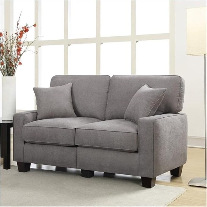 Pemberly Row Modern Loveseat Sofa for Small Apartments 2 Seater Couch for Living Room Tool-Free Assembly Light Grey