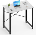 OLIXIS 32 Inch Small Computer Work Desk with X-Shaped Reinforcement Gaming Study Writing Table for Home Office Small Space Metal Frame Black&ampWhite