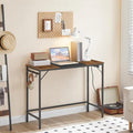Home Office Desk with Power Outlet Brown Modern Contemporary Rectangular Metal