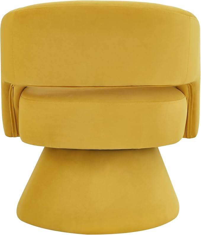 Modern Swivel Barrel Chair Velvet Upholstered Accent Chair 360 Degree Swivel Open Backrest Single Armchair Comfy Reading Chair for Living Room Bedroom (Yellow)