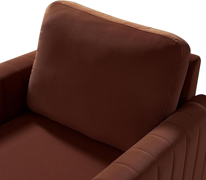 Modern Upholstered Velvet Accent Chair Velvet Armchair Club Chair with Gold Metal Legs Mid-Century Barrel Leisure Comfy Reading Chair for Livingroom Bedroom Burn Brick