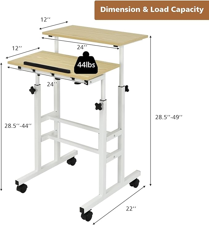 Standing Desk Height Adjustable Sit-Stand Desk with Tilting Top Mobile Workstation for Home &amp Office (Natural)