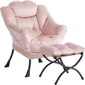 GarveeHome Lazy Chair with Ottoman Modern Lounge Accent Chair Leisure Sofa Armchair with Footrest Reading Armchair with Side Pocket for Living Room Bedroom Dorm &amp Office