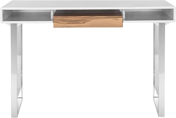 SAFAVIEH Home Collection Metropolitan White and Chrome Computer Desk