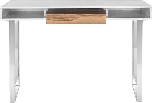 SAFAVIEH Home Collection Metropolitan White and Chrome Computer Desk